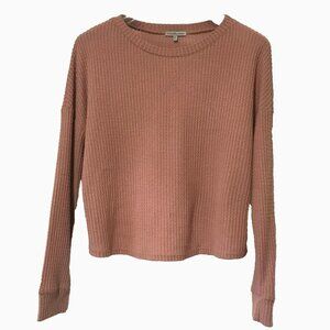 Charlotte Russe Pink Long sleeve Waffle knit Crop top Women's Medium